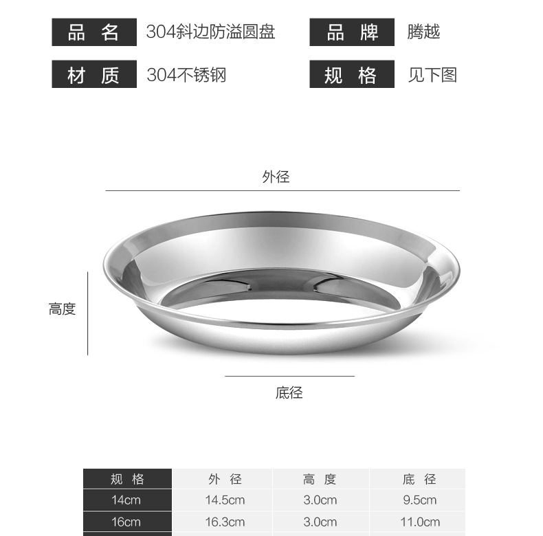 304不锈钢盘子家用菜盘高级感备餐盘食品级平底圆盘凉菜盘烧烤盘详情16