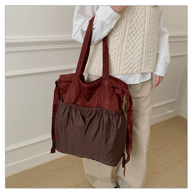 新款单肩包托特双肩折叠包手提简约通勤大容量时尚便携详情29