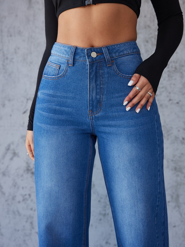 Independent store cross-border Amazon 2024 summer European and American fashion slimming style straight wide-leg jeans without elasticity pic 11