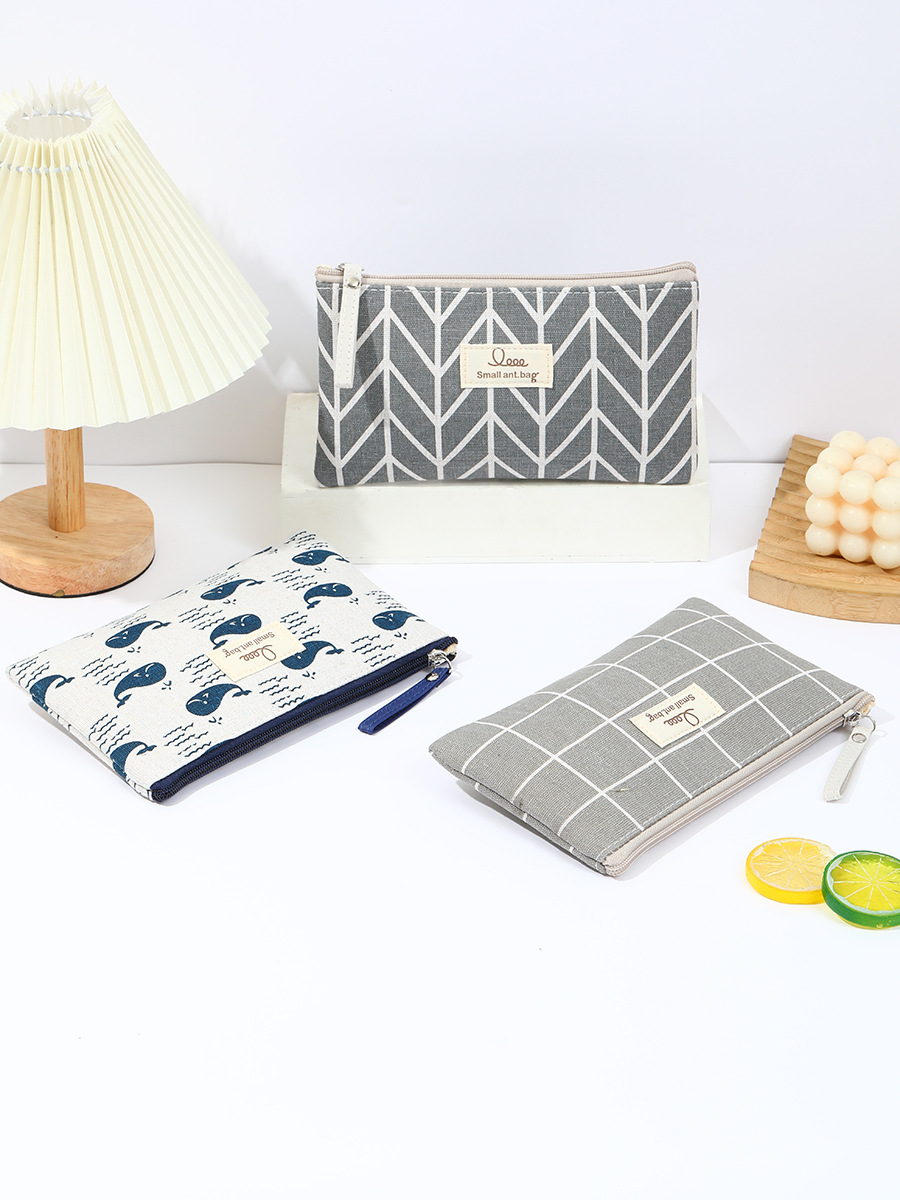 Cross-border large linen makeup bag, multi-functional, hand-held bag, mobile phone coin purse, makeup storage bag, customizable pic 2