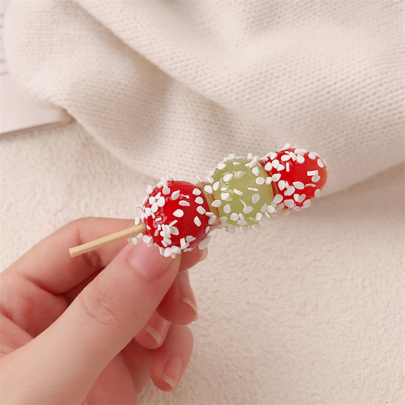 Fun and creative simulated sugar-coated haws hair clips, cute girls, super sweet hawthorn string headwear, high-end hair accessories pic 9