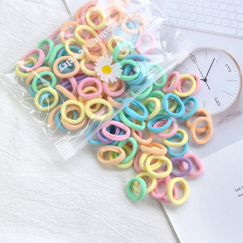 新款小号儿童彩色发圈宝宝不伤发头绳无接缝毛巾圈100根详情32