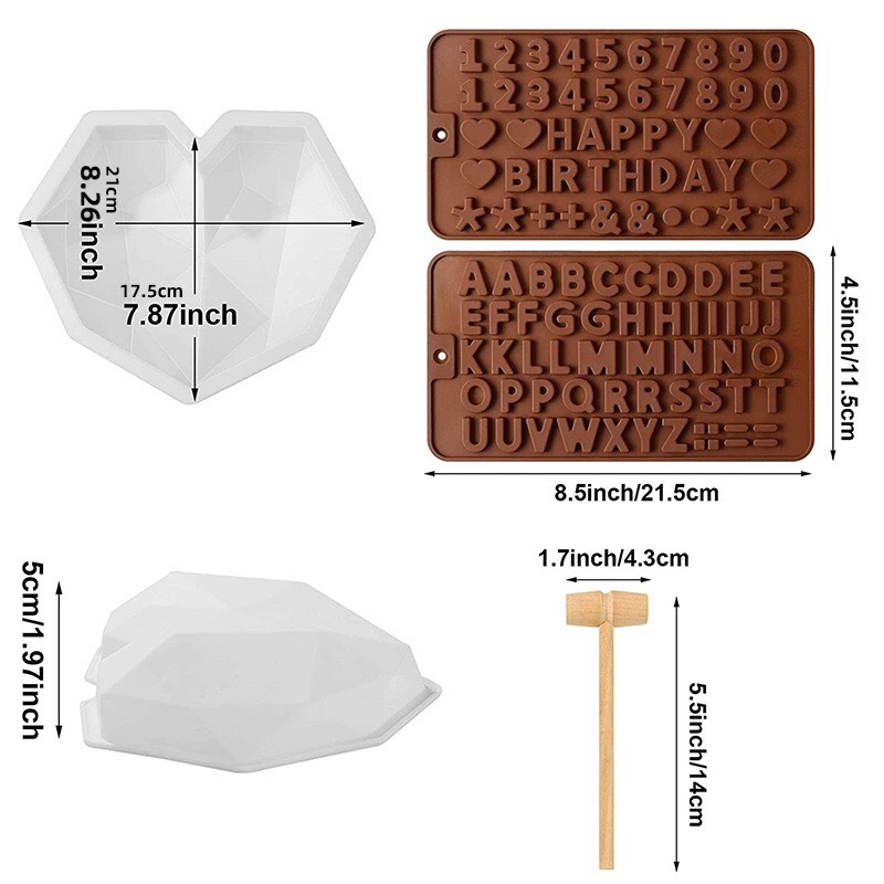 Choukai single 8-piece heart-shaped diamond resin mold, mousse silicone diy cake mold, rice cake mold, candle plaster pic 1