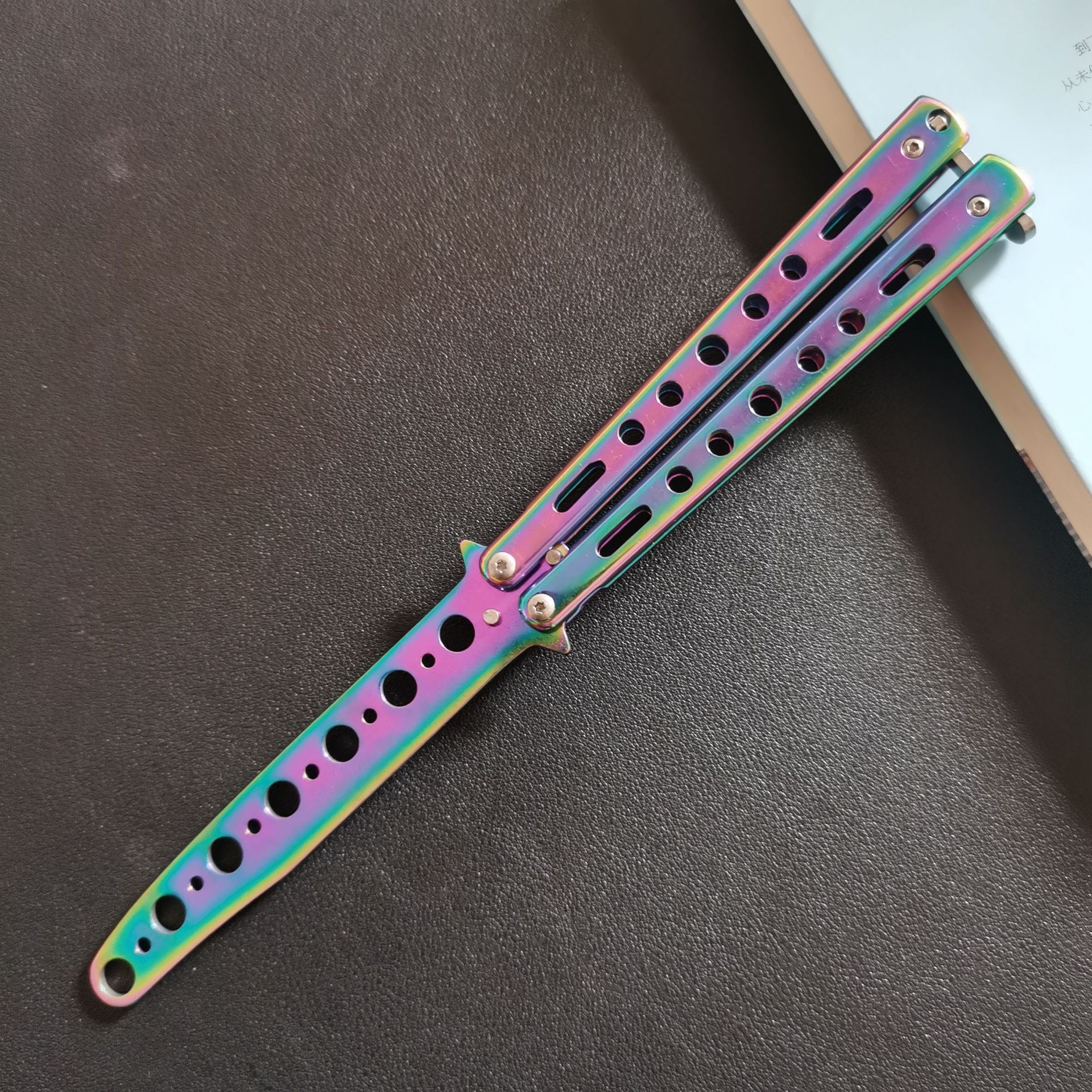 Wholesale butterfly knives, folding knives, multi-functional outdoor practice knives, non-cutting edge fancy self-defense portable game knives pic 10