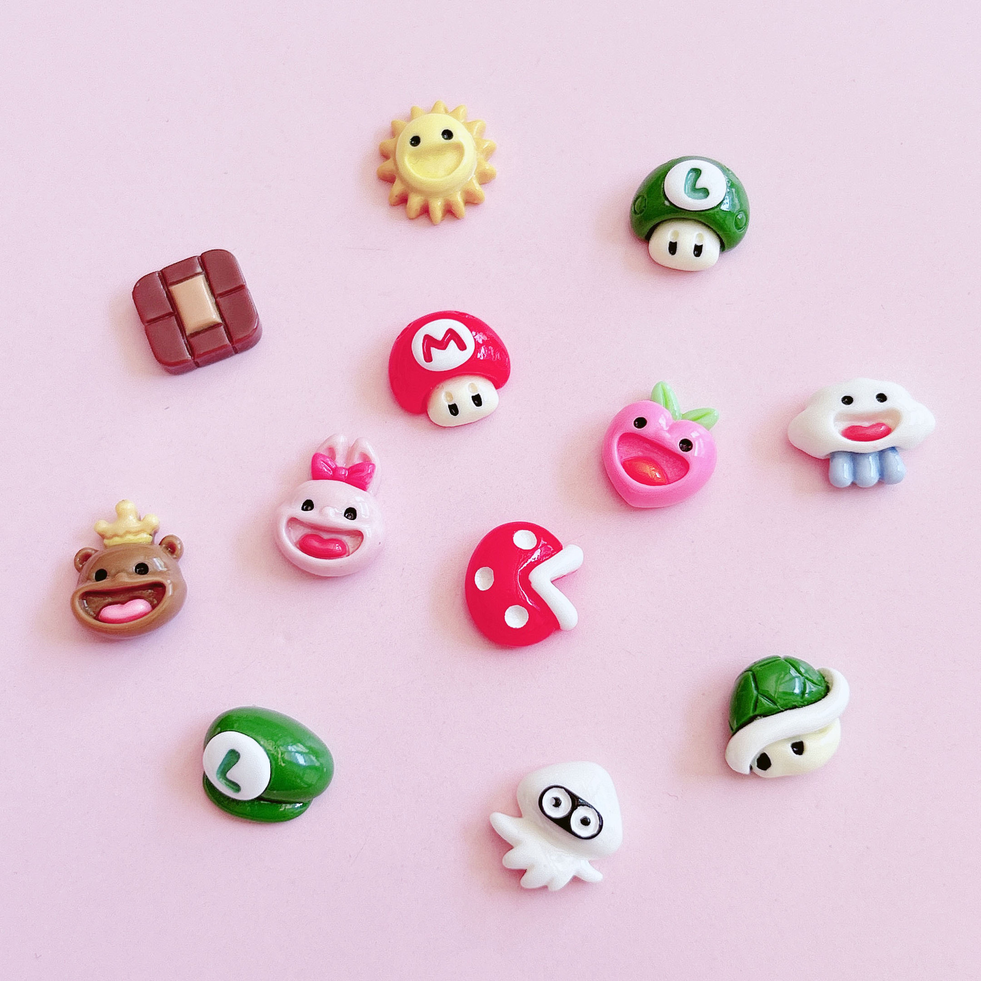 Boutique mini juegos dibujos animados bonecos resina accesorios accesorios diy mano horquillas materiales parches accesorios pic 13