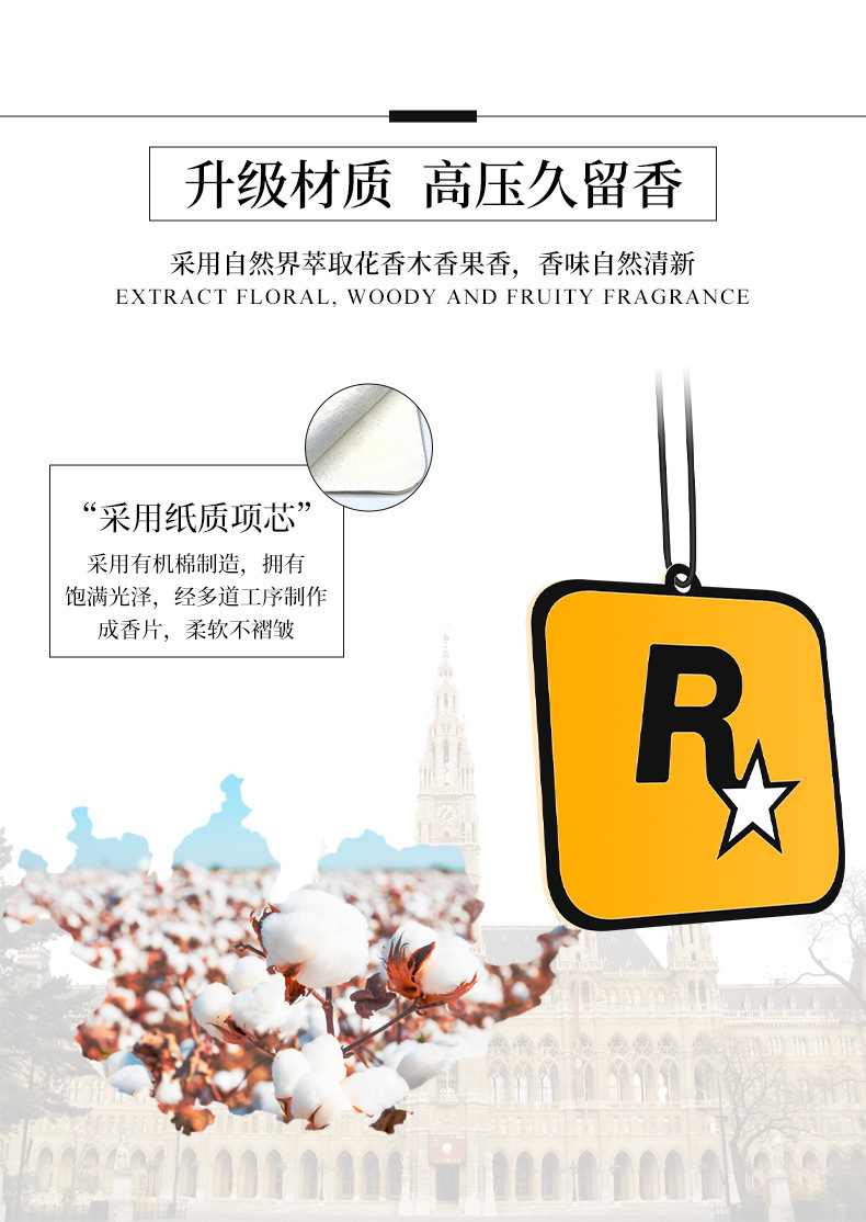 车载香片汽车香熏片除异味香氛车用香水平安喜乐挂件R星香卡挂件详情8