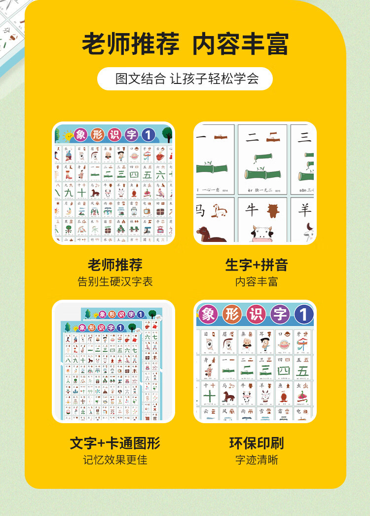 象形识字挂图3-6岁幼儿童宝宝看图启蒙早教认字墙贴挂画批发详情6