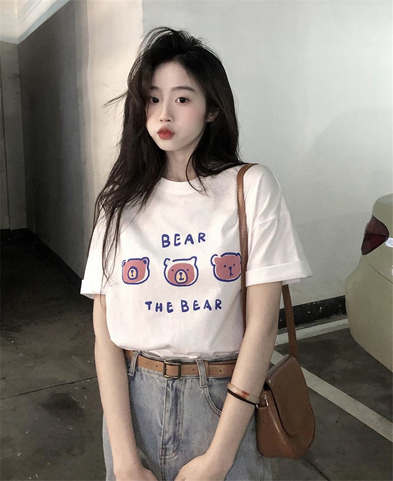 夏季新款短袖t恤女宽松韩版ins女装百搭卡通印花内搭半袖上衣详情9