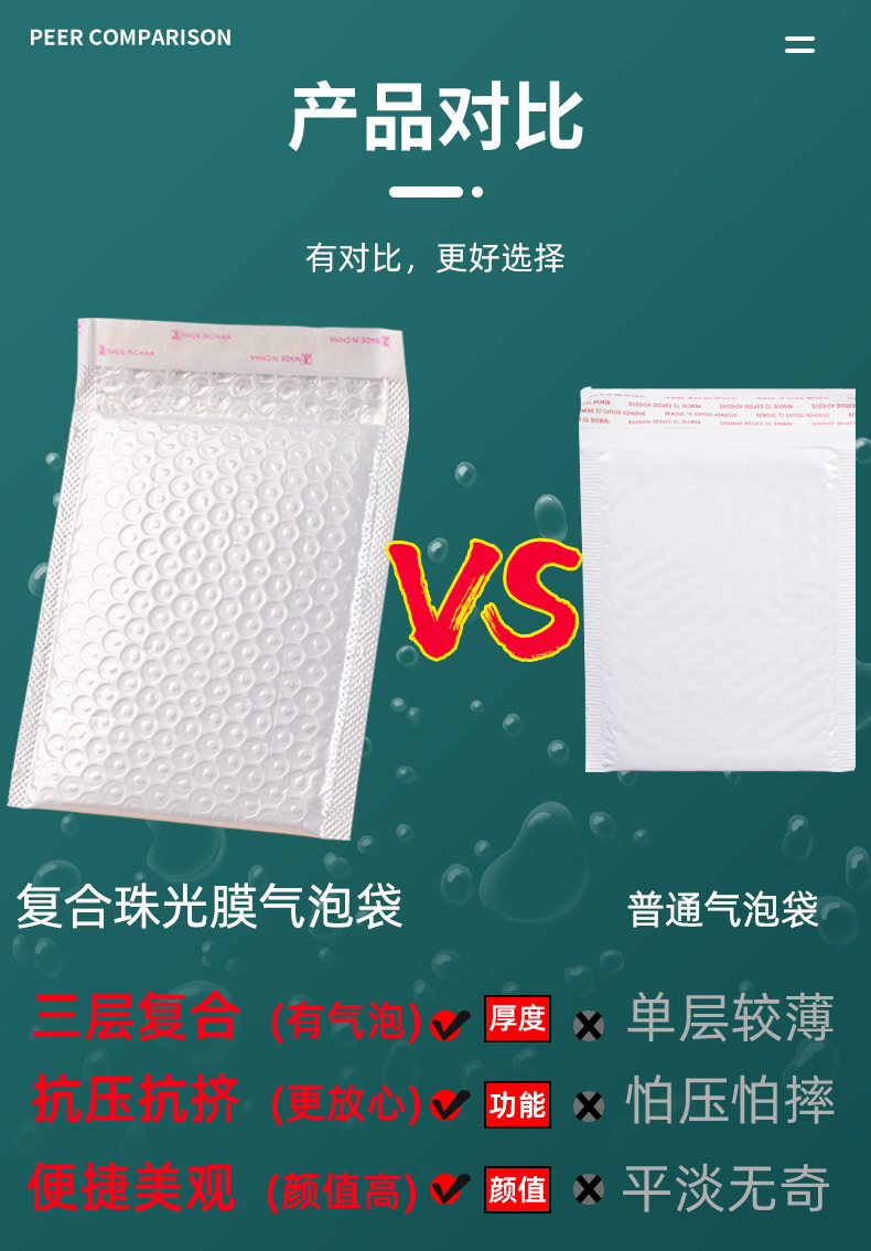 Composite pearlescent film bubble bag, self-adhesive bag, thickened express packaging foam bag, bubble bag, shockproof long strip self-adhesive bag pic 5