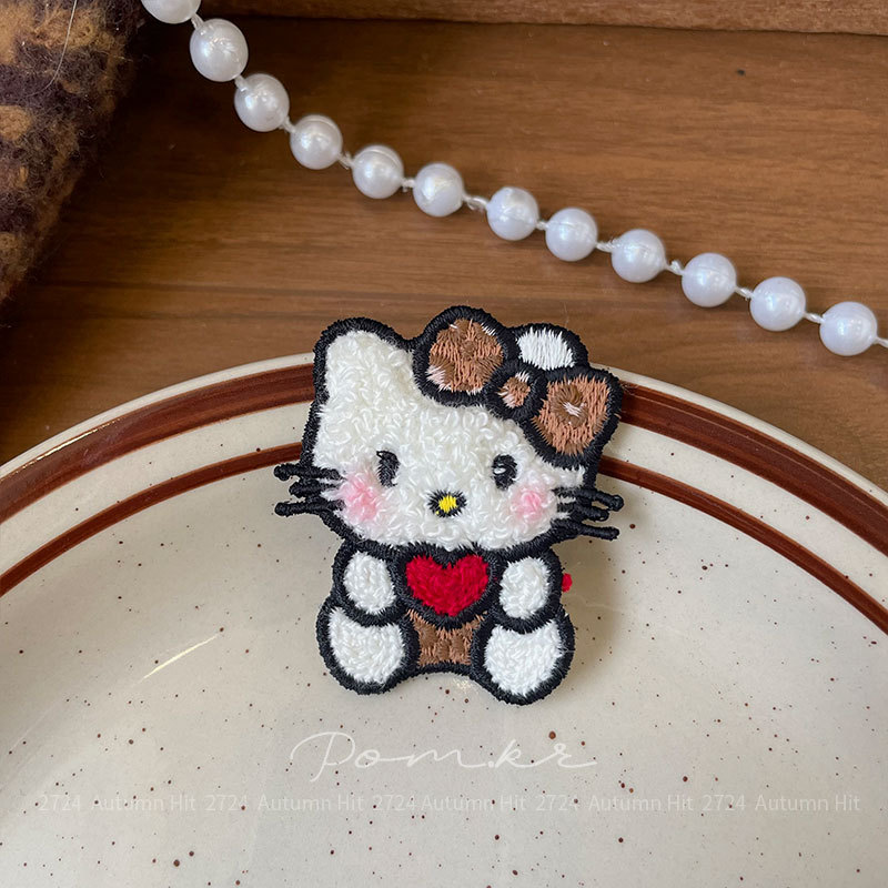 新款韩版甜美kt秋冬手工发饰儿童布艺侧边碎发刘海夹对装掰掰夹女Pom.kr 麦当劳装扮kt发夹可爱儿童发饰百搭布艺手工款详情8