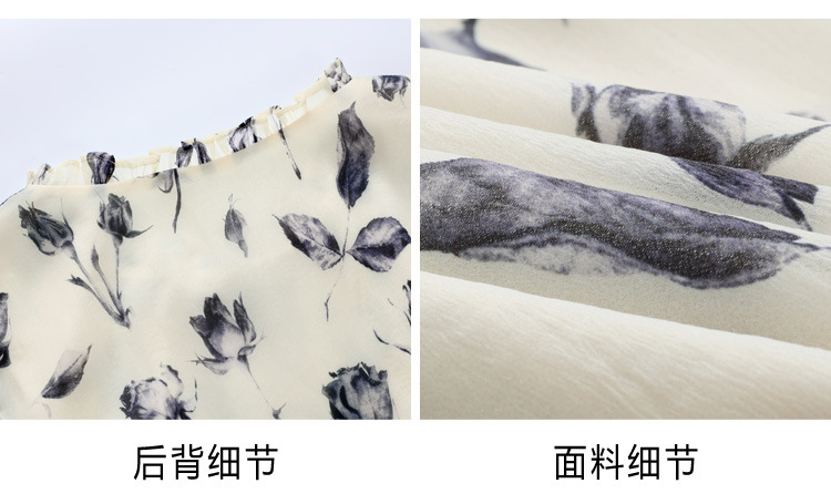 夏季短袖连衣裙女2025新款夏季爆款女装气质碎花裙雪纺中长款裙子详情16