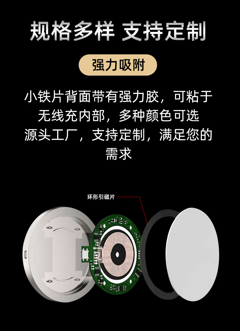 Magsafe wireless charging magnetic sheet back-mounted car phone stand ultra-thin magnetic attraction magnetic ring accessory pic 7
