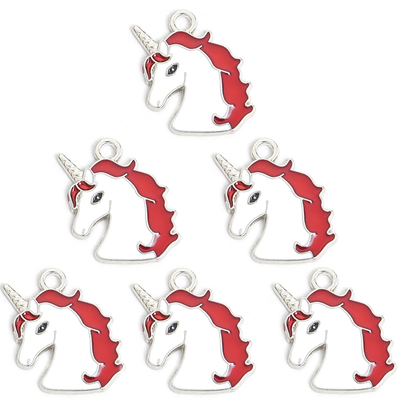 时尚卡通独角兽滴油合金挂件DIY饰品配件手链项链耳环钥匙扣吊坠详情13