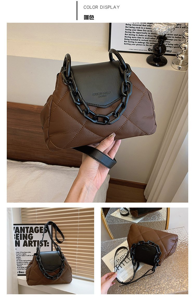 包包女2024新款菱格绣线拼接链条饺子包洋气潮流单肩斜挎手提包包详情17