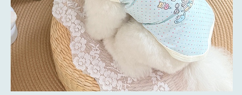 Spring and summer clothes for cats and dogs: Thin, cute, cartoon printed, stylish macaron-colored halter, Bichon and Pomeranian small, short style pic 19