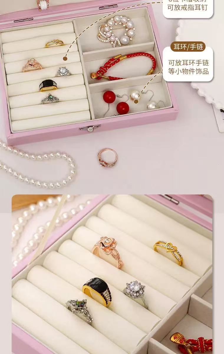 2026 Anti-oxidation Internet Celebrity Bestseller Single-layer jewelry box Portable jewelry ring Stud jewelry packaging box pic 4