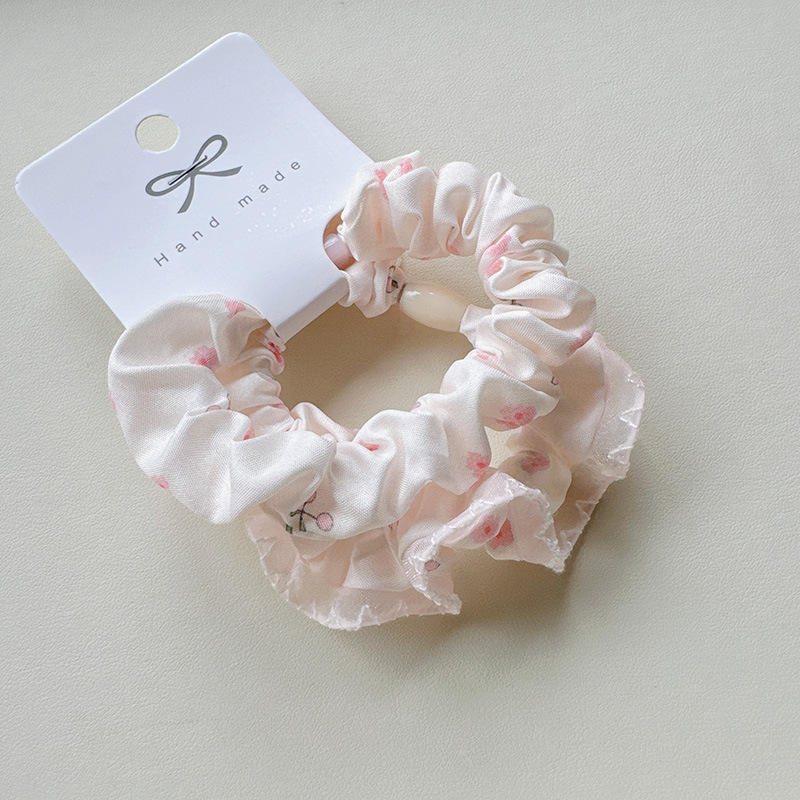2条装春夏新款少女花朵大肠发圈棉布花边糖果色小清新气质发绳女详情7