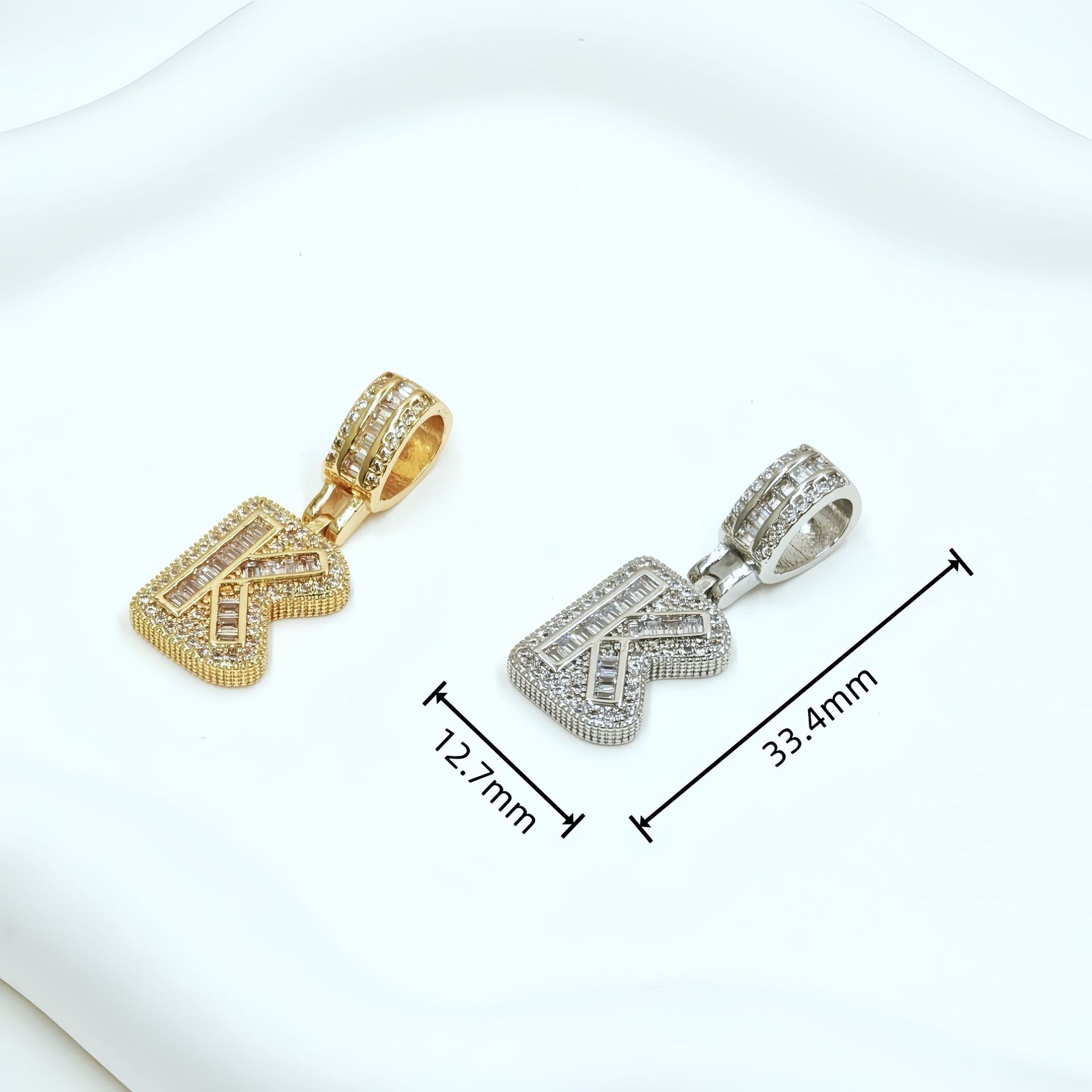 跨境欧美热卖铜镶锆石时尚个性嘻哈26个冰糖字母吊坠项链饰品批发详情9