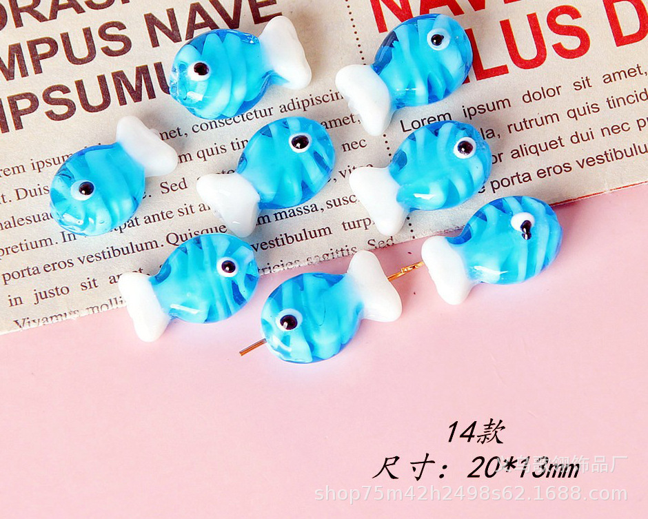 古法工艺琉璃可爱小鱼DIY 项链手链手机链饰配详情14