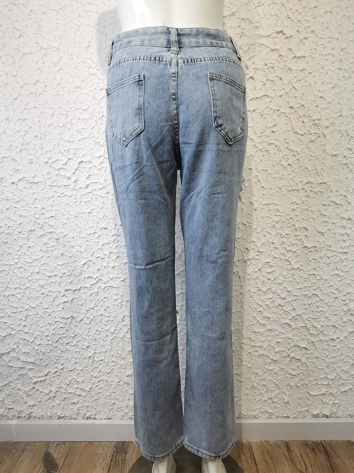 Cross-border trade Amazon 2022 Autumn/Winter new streetwear trendsetter Ripped, slimming denim pants for women pic 12