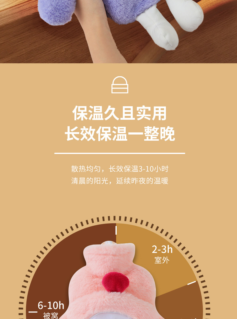 冬季卡通毛绒注水热水袋灌水暖水袋蛋可爱插手系列加厚暖手袋批发详情12