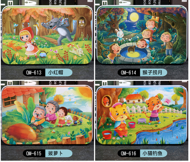60 piezas caja de hierro rompecabezas de madera para niños niños tempranos puzzle anime cartoon flat board 3-6 años juguetes al por mayor pic 10