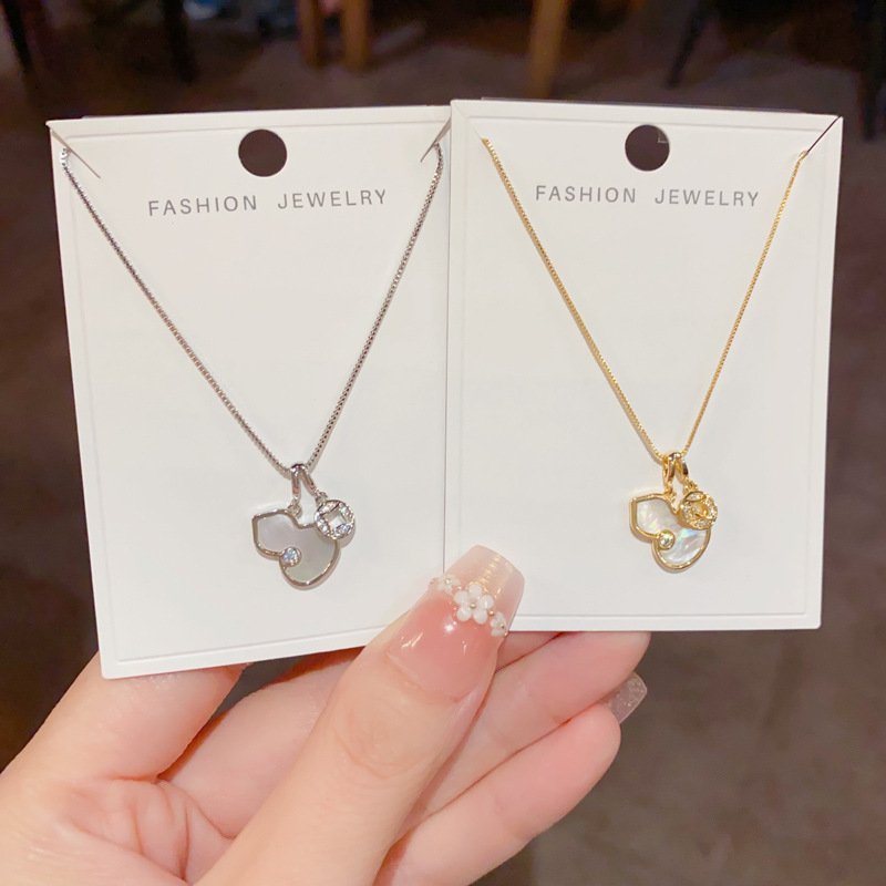 New Chinese-style fashionable shell gourd copper coin necklace, unique, light luxury, simple and versatile design sense, collarbone chain for women pic 2
