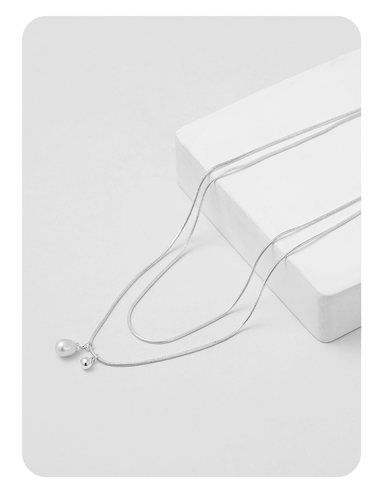 双层叠戴淡水珍珠项链简约温柔风轻奢锁骨链设计ins风项链饰品女详情6