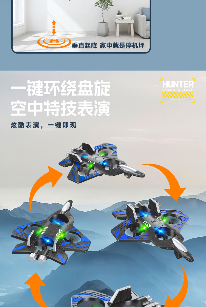 New cross-border remote-controlled aircraft, gravity sensing stunt foam aircraft, colorful lights, rechargeable and durable drone pic 5