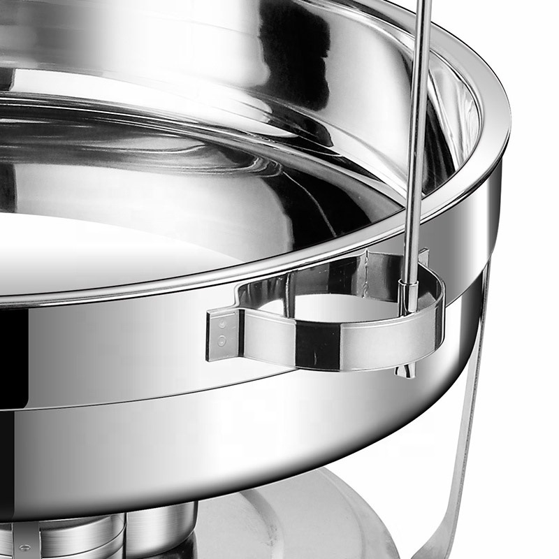 亚马逊不锈钢自助餐炉 酒店餐厅食物保温锅 圆形吊盖式酒精布菲炉详情4