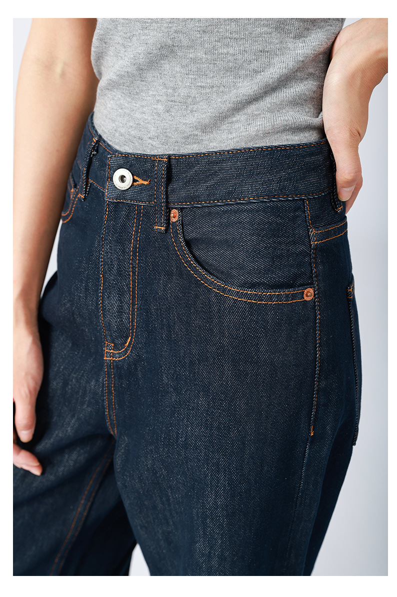 高腰阔腿牛仔裤女 法式松弛感/原色丹宁复古宽松大直筒拖地裤秋冬详情20