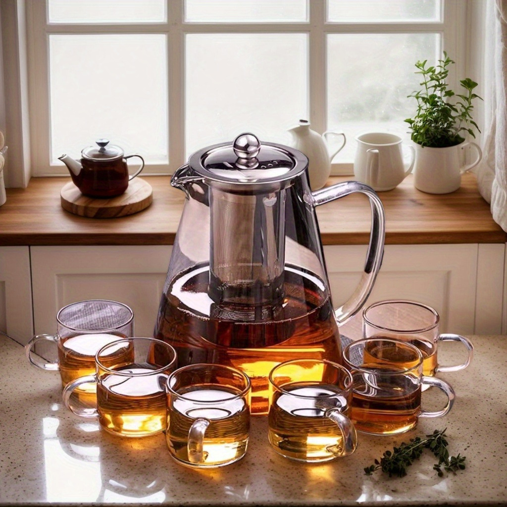 圆形不锈钢过滤茶壶高硼硅过滤玻璃泡茶壶泡茶壶耐热功夫茶具供应详情12