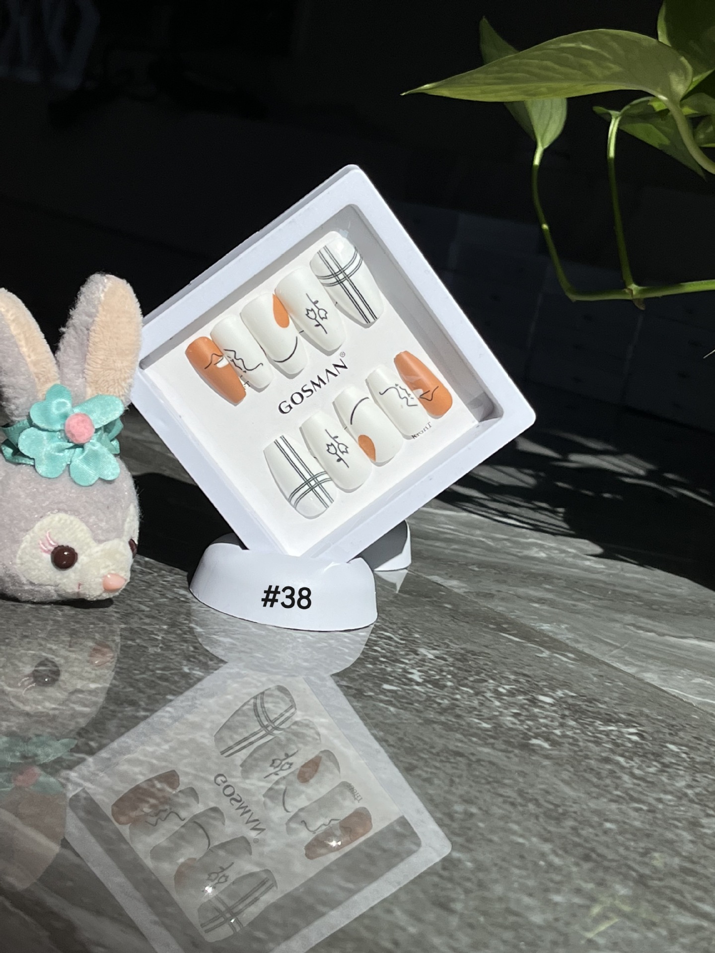 戈斯曼2023新款24片手工穿戴软甲法式中长款温柔气质无痕甲片女美甲贴纸详情3