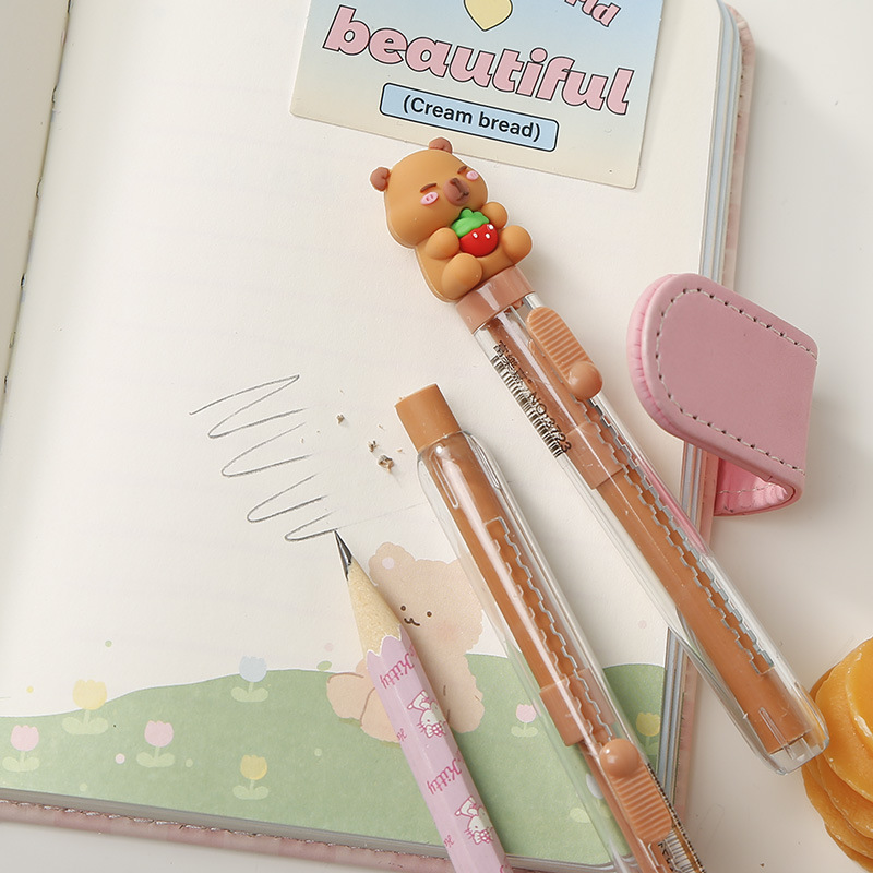 厂家直销批发卡皮巴拉学生按动伸缩橡皮擦电商外贸专供学习用品详情5