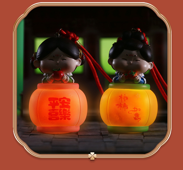 唐小糖花灯唐仕女西安可爱车载挂件小灯笼娃娃好运摆件小礼品详情7