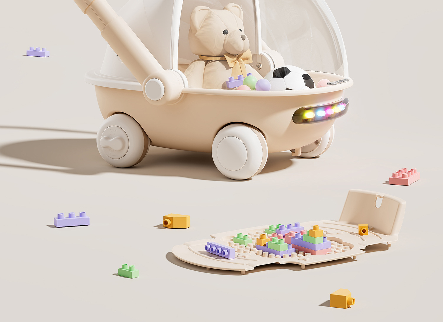 新款儿童学步车侧翻手推车多功能音乐益智积木创意可爱翻盖助步车详情5