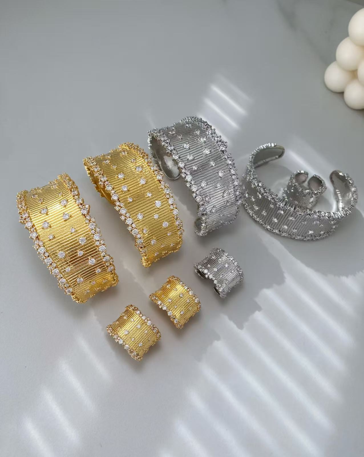 European and American wind Starry Sky brushed bracelet ring, full zirconium inlay, wide edge opening design cross-border jewelry supply manufacturer pic 1