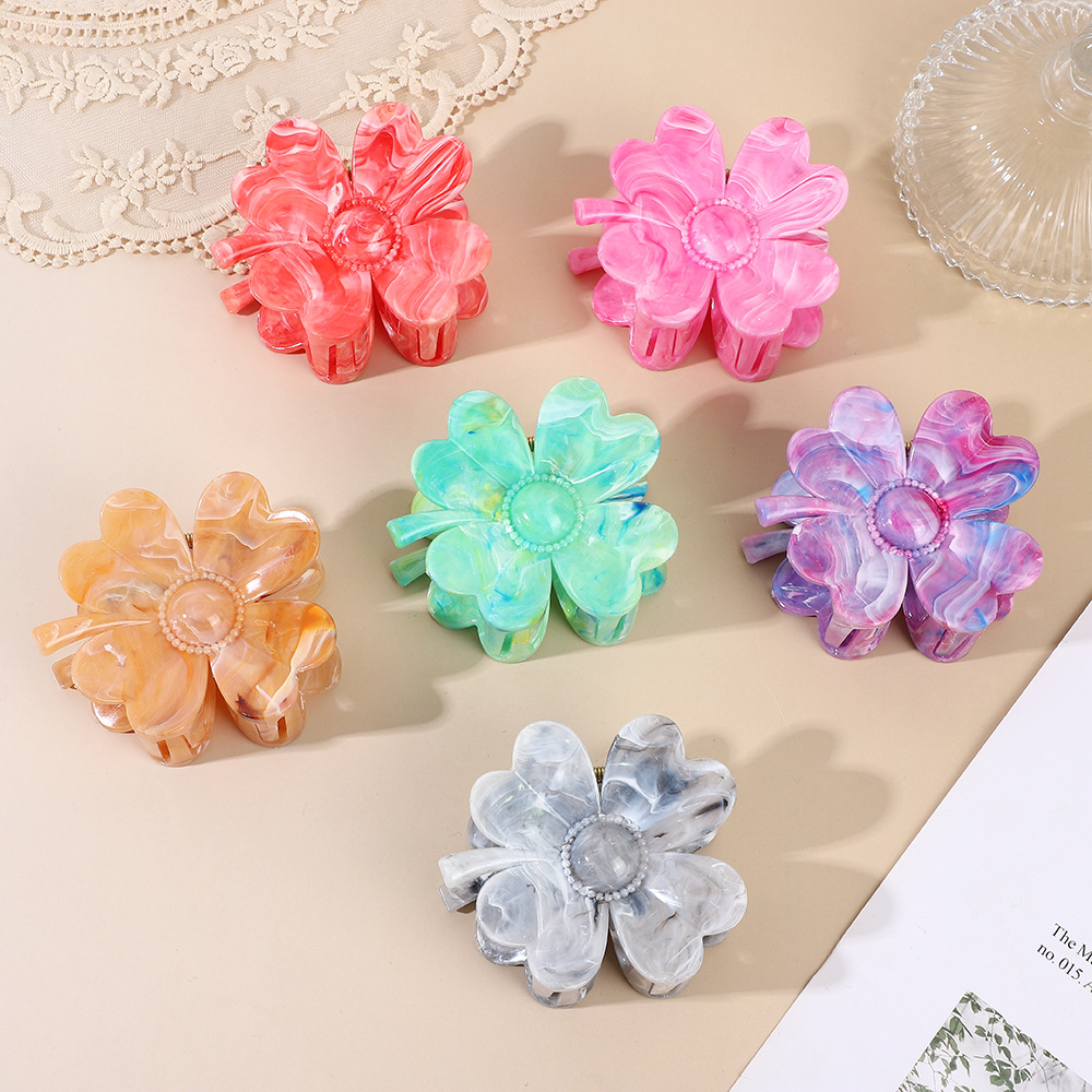 2025年夏季新款多巴胺大理石纹发夹饰品抓夹紫荆花高级感鲨鱼夹详情18