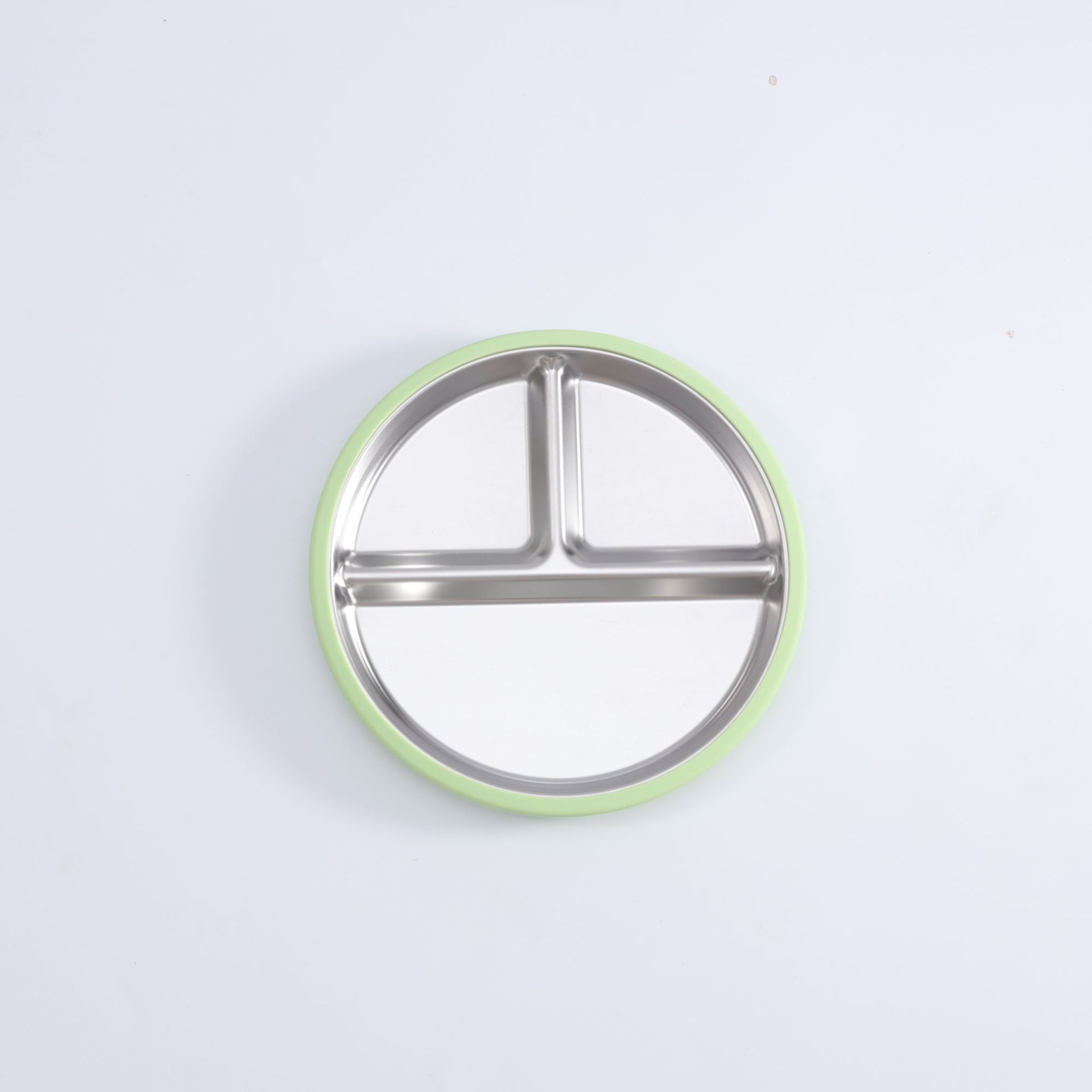 跨境硅胶包不锈钢儿童分格餐盘 三格防摔分餐盘 辅食喂养餐具 安全健康易清洗详情10