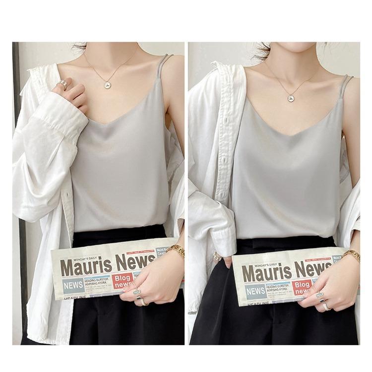 2025年吊带背心女内搭白色美背醋酸仿真丝上衣缎面夏西装仿打底衫详情17