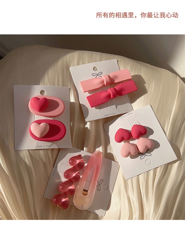 粉色系甜美小发夹边夹女侧边可爱发卡少女心鸭嘴bb夹刘海夹子头饰详情4