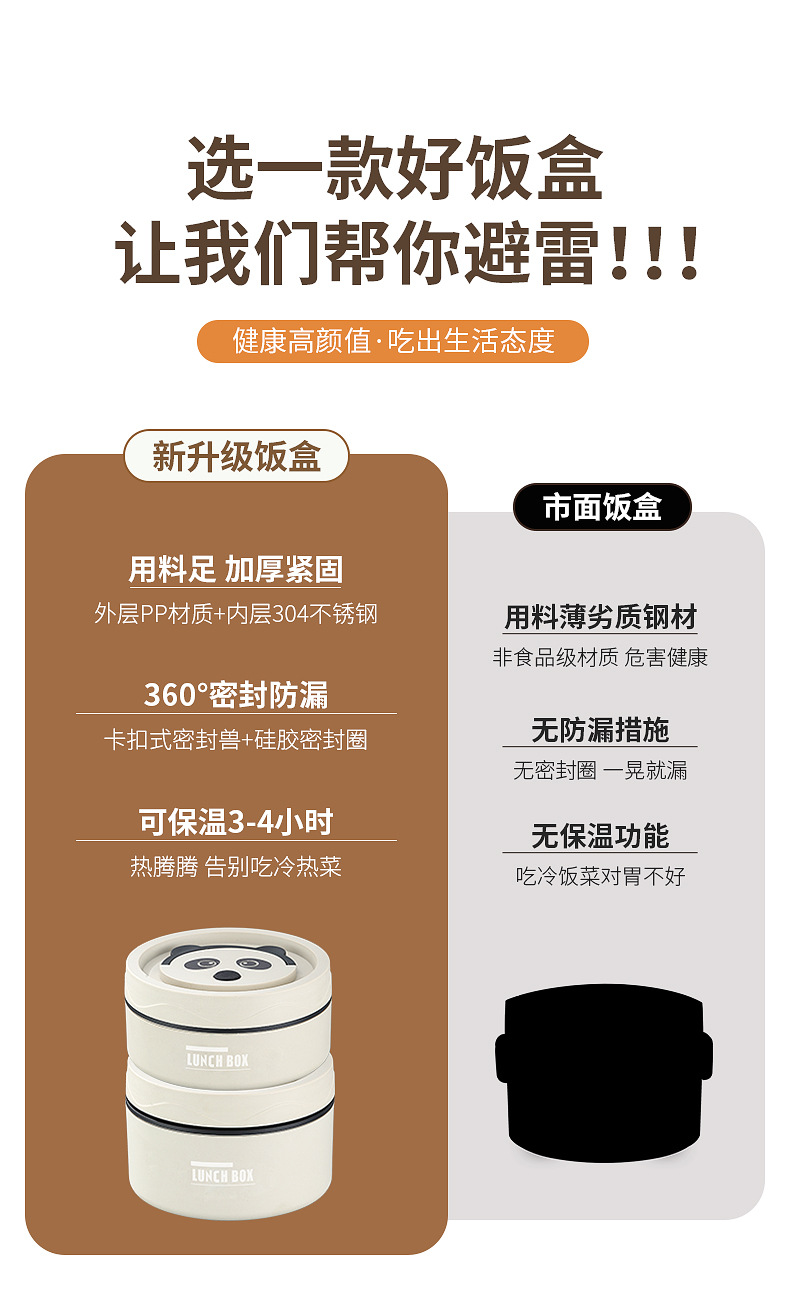 多层304不锈钢保温饭盒带饭便携防漏上班族食堂成人学生打饭套装详情5