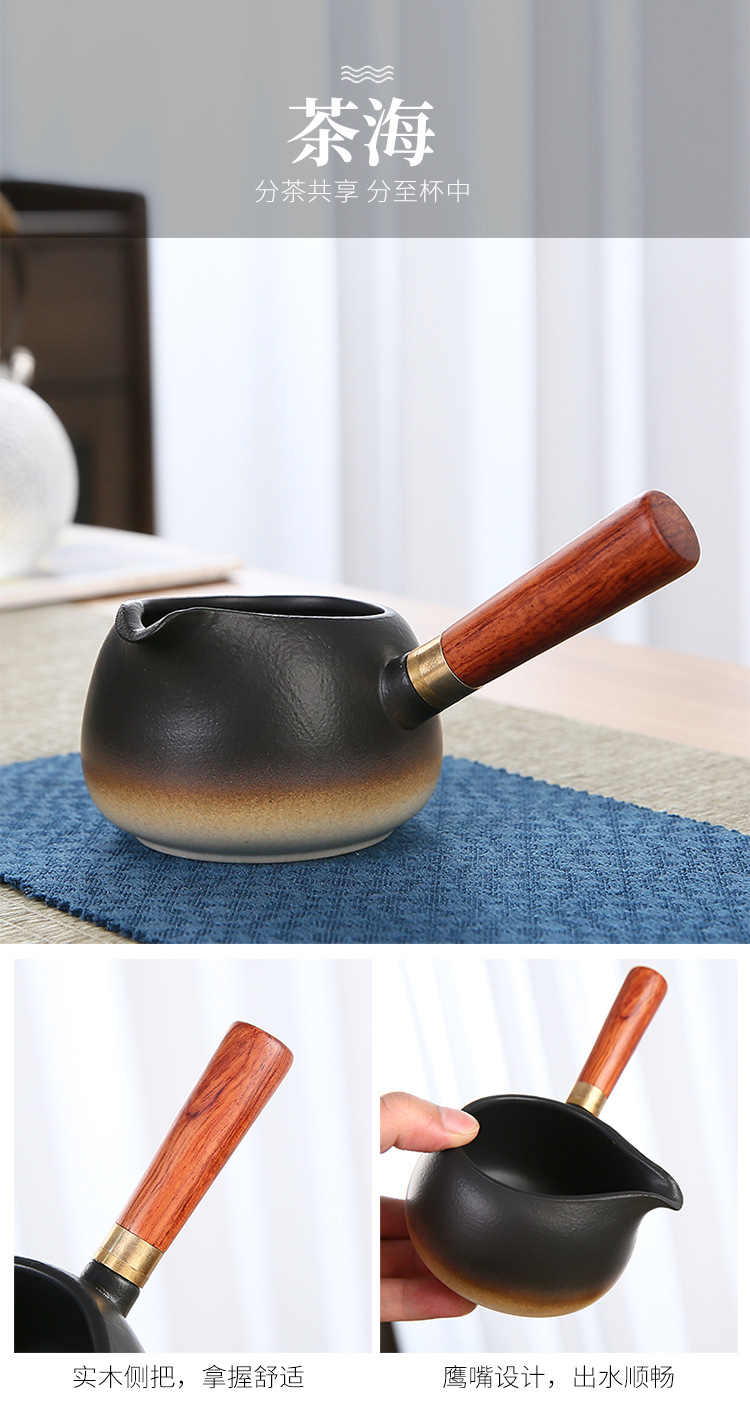 Travel portable black ceramic kung Fu tea set, Japanese teapot and tea cup gift, company opening souvenir pic 13