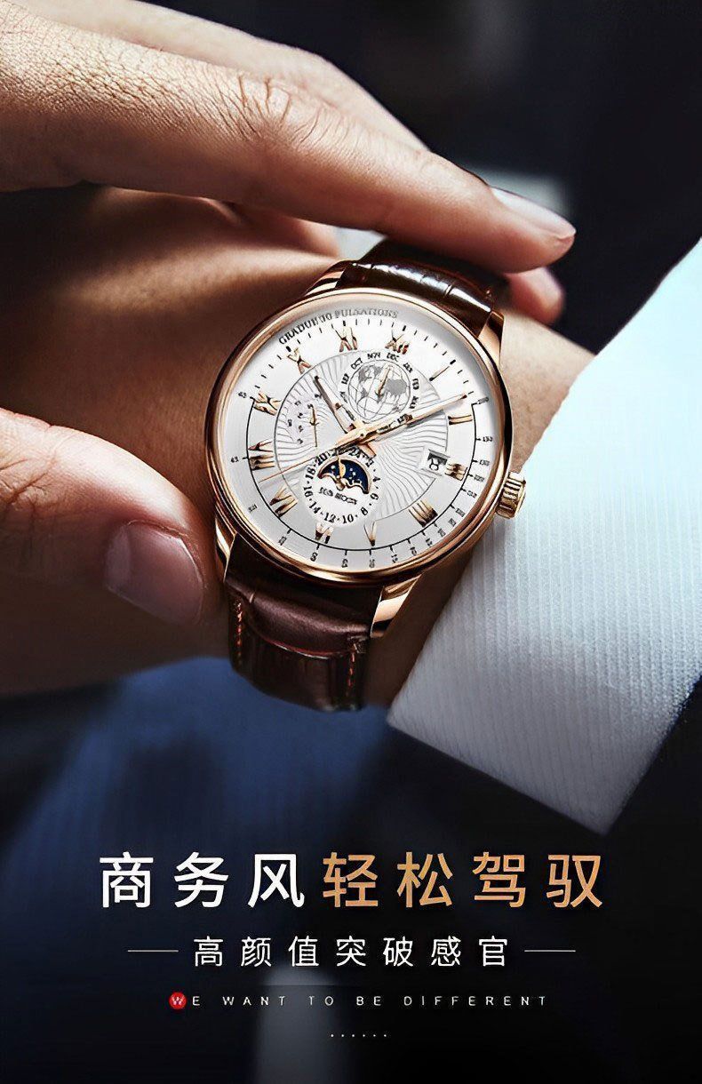 新款简约百搭炫酷帅气夜光日历多功能非机械手表轻奢高颜值潮流款详情6