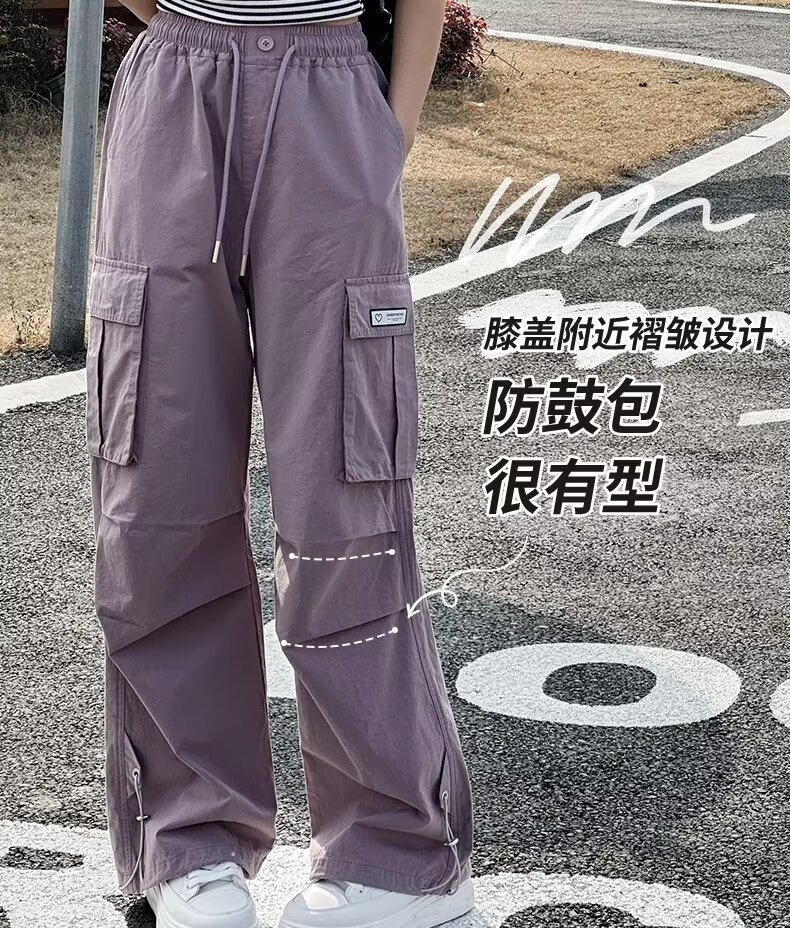 女童工装裤2024新款夏装韩版洋气中大童纯棉女生休闲裤子潮酷穿搭详情6