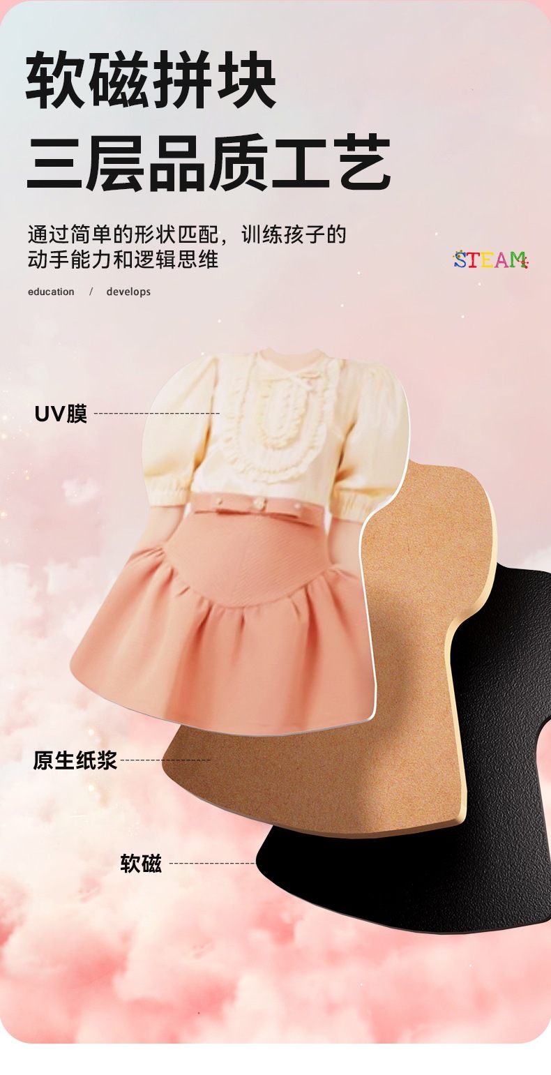 磁力换装贴纸玩具公主换装秀换衣服磁性贴纸娃娃贴画佳人拼图玩具详情13