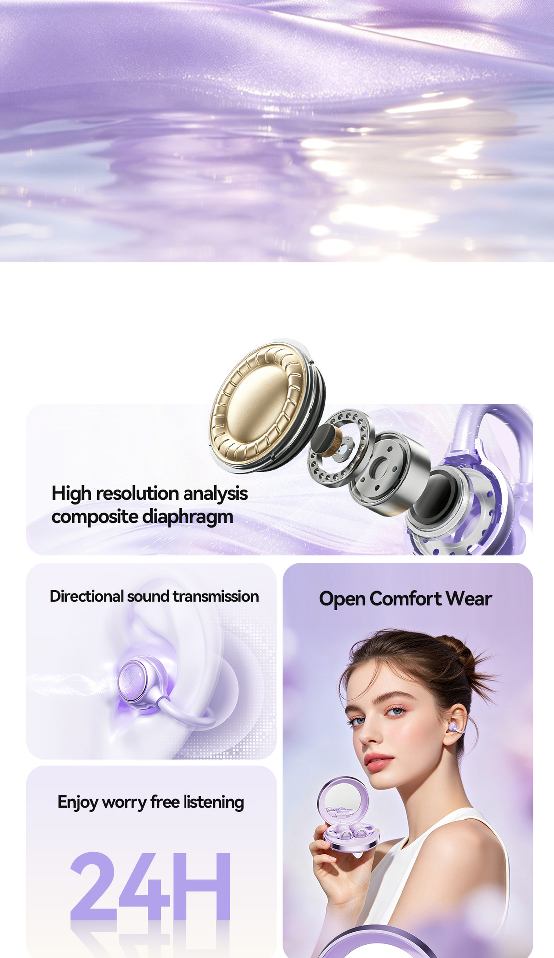 Nueva llegada M181 tipo de clip de oído crossover OWS bola abierta clip de oído auriculares bluetooth segundo cambio maquillaje espejo auriculares inalámbricos pic 3