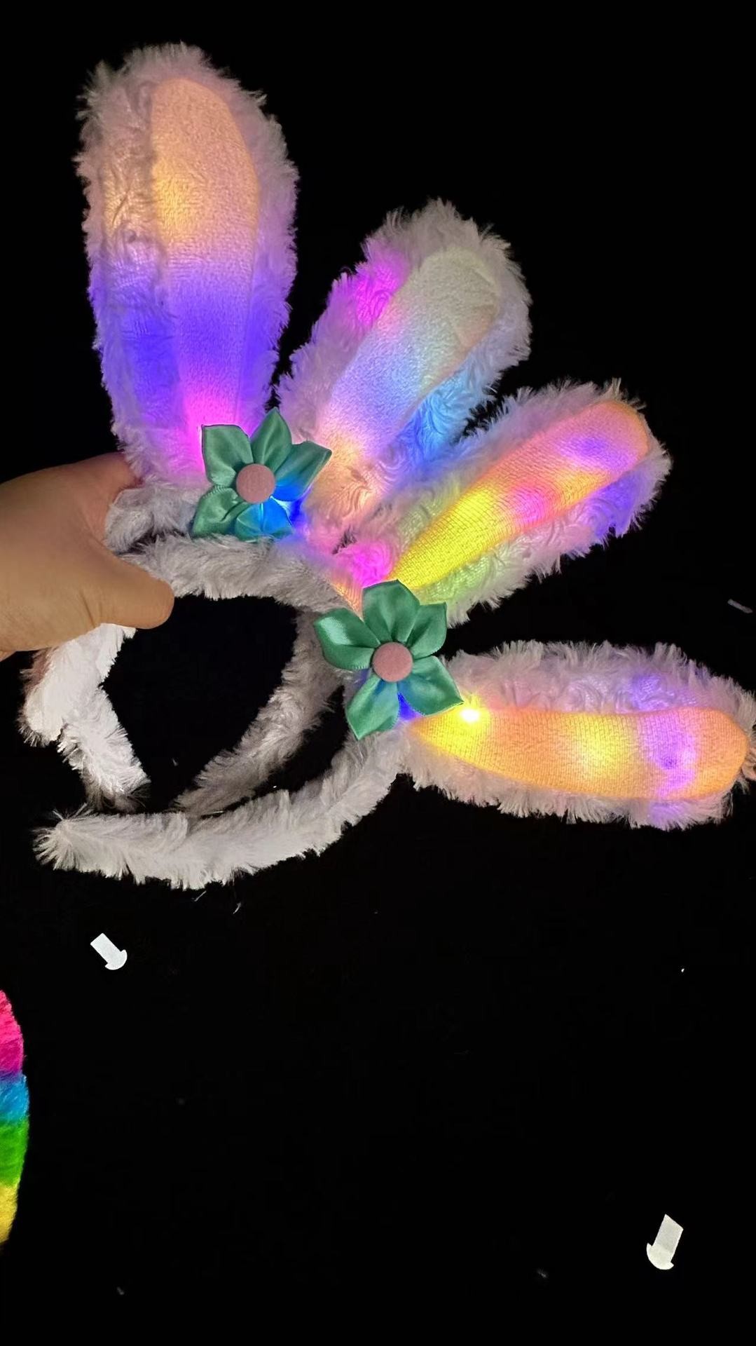 Glowing star Delu rabbit hairband, cute and sweet girl, plush face wash hairpin, headwear, street stall, night market toy batch pic 3