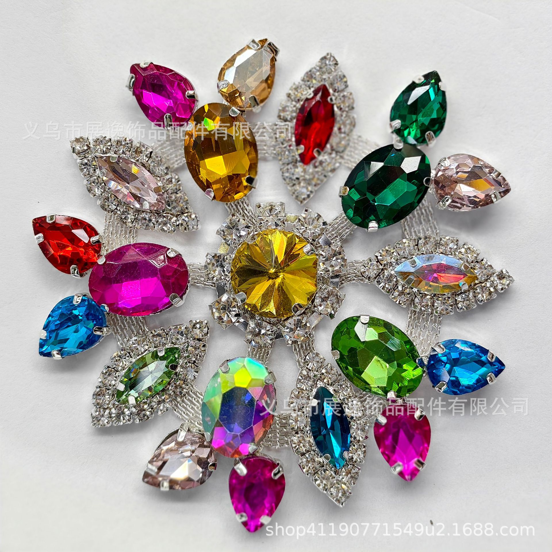 Wholesale of colorful gold and silver background crystal round large diamond flower diamond jewelry DIY luggage, glass water diamond jewelry accessories pic 9
