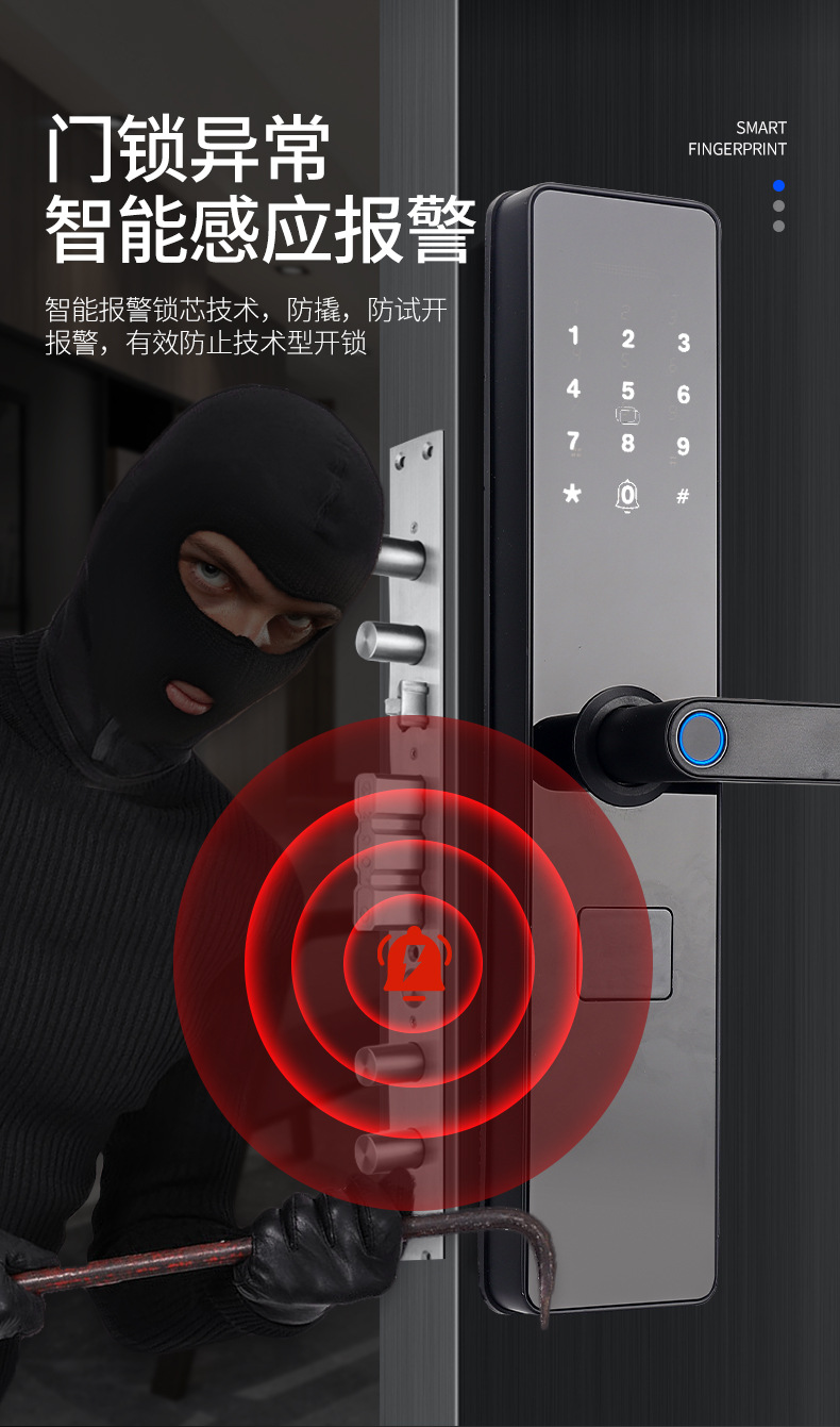 指纹锁密码锁智能锁防盗门木门家用锁人脸识别智能猫眼电子全自动详情11
